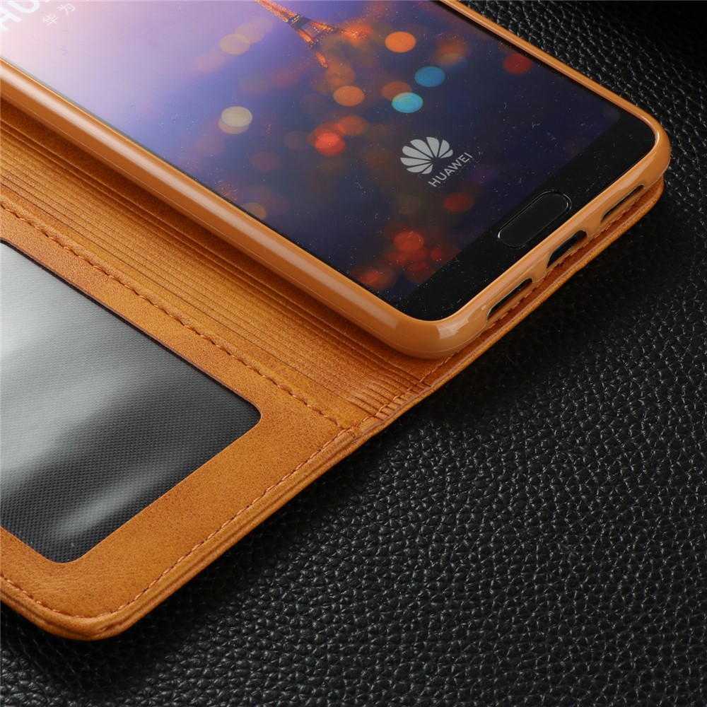 Lc. Imeeke Wallet Stand Leather Flip Case с Карточными Слотами Для Huawei P20 - Коричневый-12