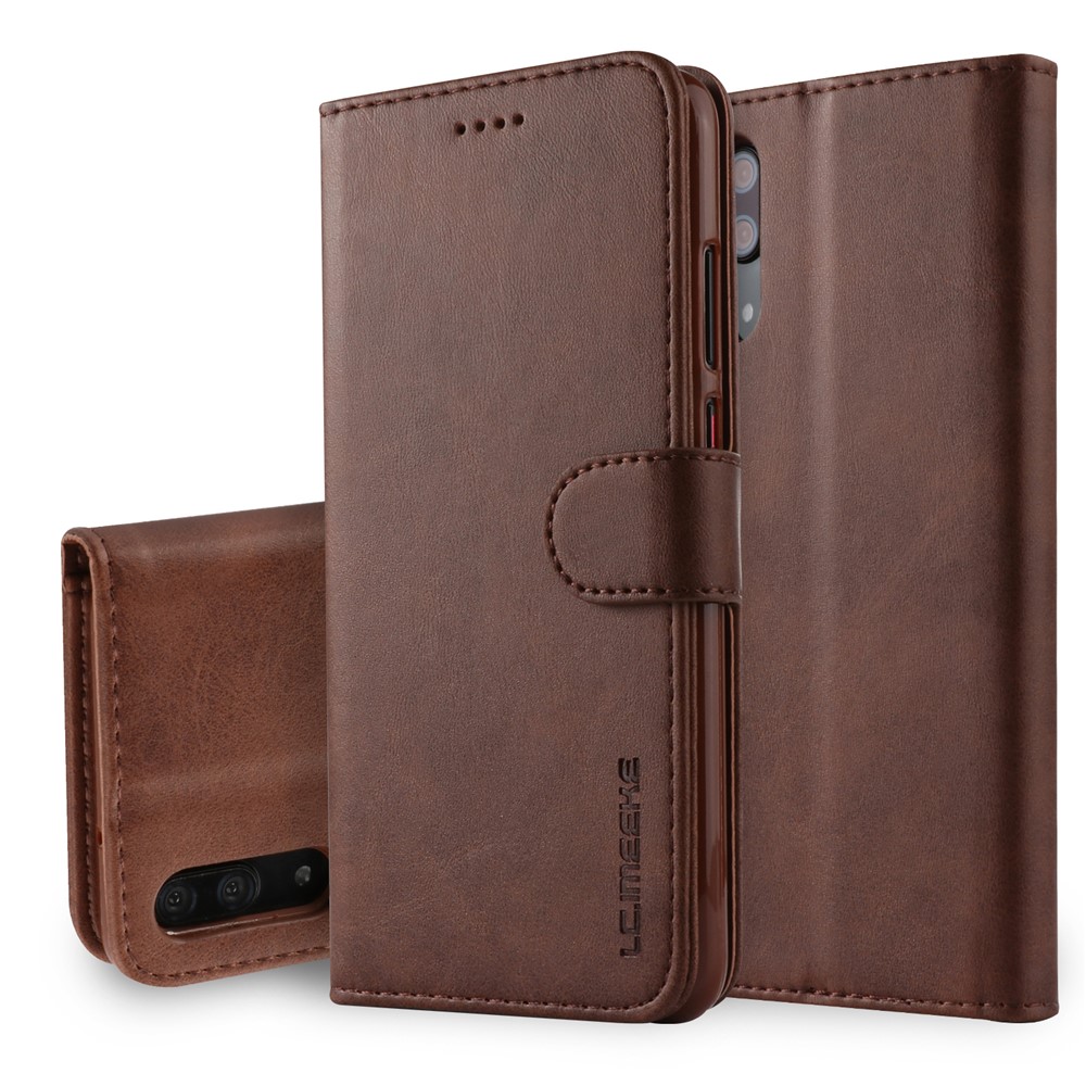 LC.IMEEKE Leather Wallet Protective Cover with Stand for Huawei P20 - Coffee-1