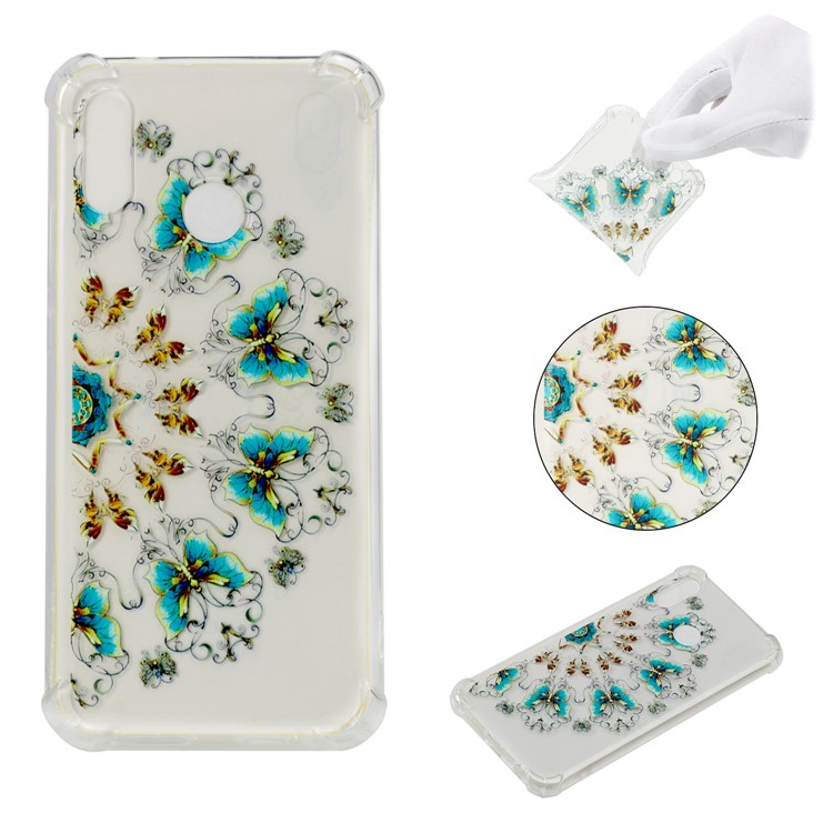 Pattern Printing Drop-Proof See-through TPU Case for Huawei P20 Lite / Nova 3e - Butterflies-1
