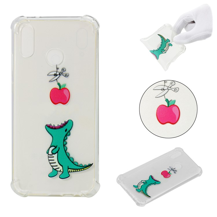 Pattern Printing Drop-Proof See-through TPU Casing for Huawei P20 Lite / Nova 3e - Dinosaur Eating Apple-1