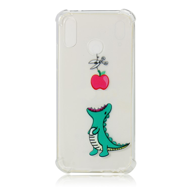 Pattern Printing Drop-Proof See-through TPU Casing for Huawei P20 Lite / Nova 3e - Dinosaur Eating Apple-2