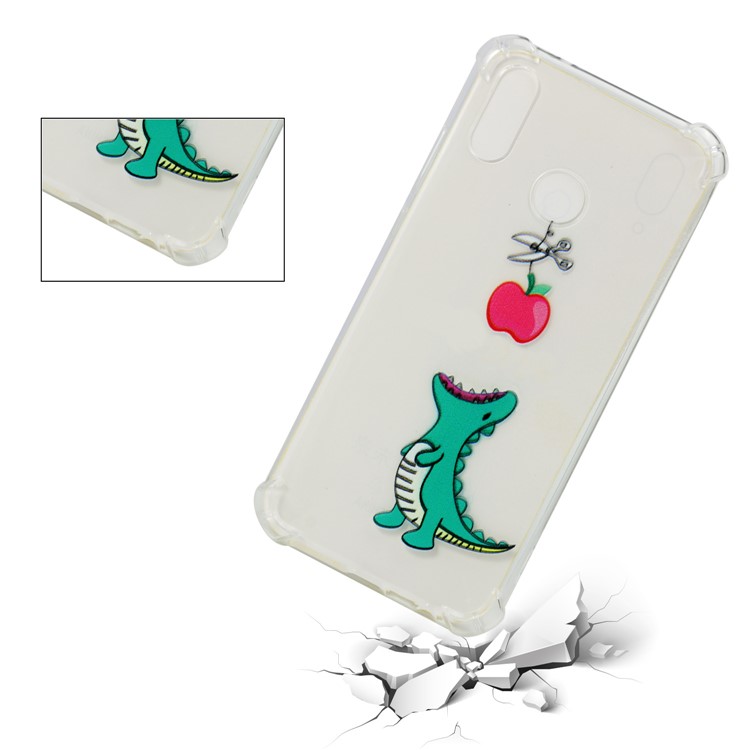 Pattern Printing Drop-Proof See-through TPU Casing for Huawei P20 Lite / Nova 3e - Dinosaur Eating Apple-3