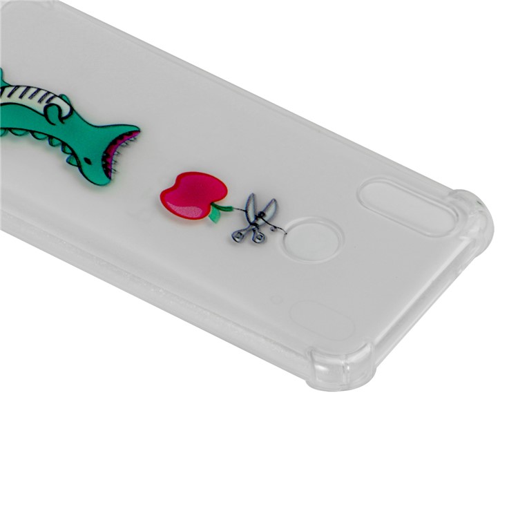 Pattern Printing Drop-Proof See-through TPU Casing for Huawei P20 Lite / Nova 3e - Dinosaur Eating Apple-4