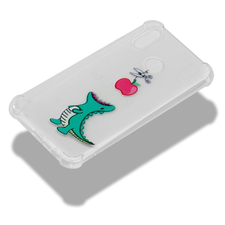 Pattern Printing Drop-Proof See-through TPU Casing for Huawei P20 Lite / Nova 3e - Dinosaur Eating Apple-5