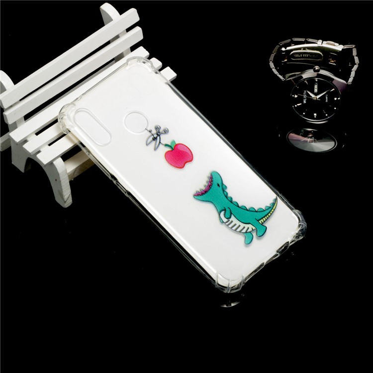 Pattern Printing Drop-Proof See-through TPU Casing for Huawei P20 Lite / Nova 3e - Dinosaur Eating Apple-6