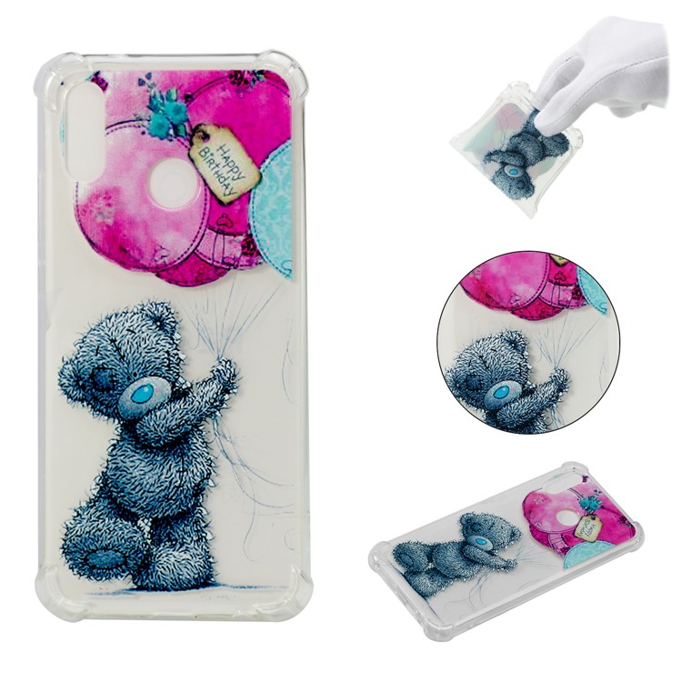 Pattern Printing Drop-Proof See-through TPU Shell for Huawei P20 Lite / Nova 3e - Bear and Balloon-1