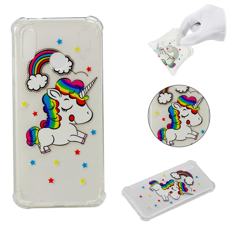 Pattern Printing Drop-Proof See-through TPU Cover for Huawei P20 Lite / Nova 3e - Unicorn-1