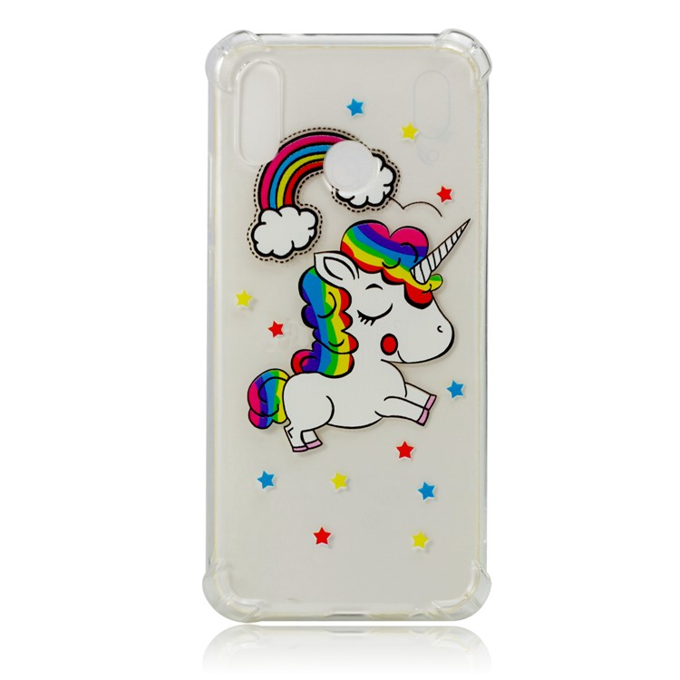 Pattern Printing Drop-Proof See-through TPU Cover for Huawei P20 Lite / Nova 3e - Unicorn-2