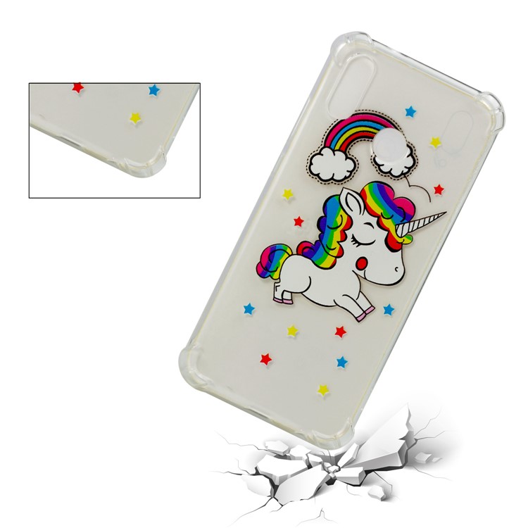 Pattern Printing Drop-Proof See-through TPU Cover for Huawei P20 Lite / Nova 3e - Unicorn-3
