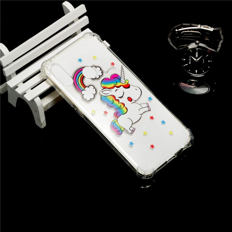Pattern Printing Drop-Proof See-through TPU Cover for Huawei P20 Lite / Nova 3e - Unicorn-6