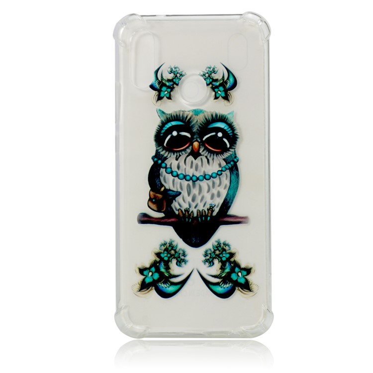 Pattern Printing Drop-Proof See-through TPU Phone Cover for Huawei P20 Lite / Nova 3e - Blue Owl-2