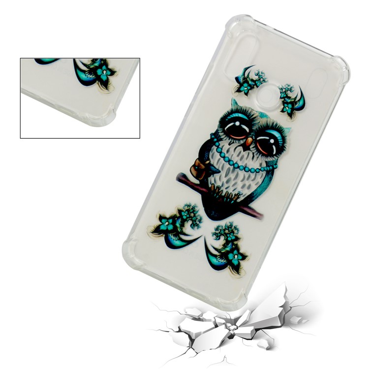 Pattern Printing Drop-Proof See-through TPU Phone Cover for Huawei P20 Lite / Nova 3e - Blue Owl-3