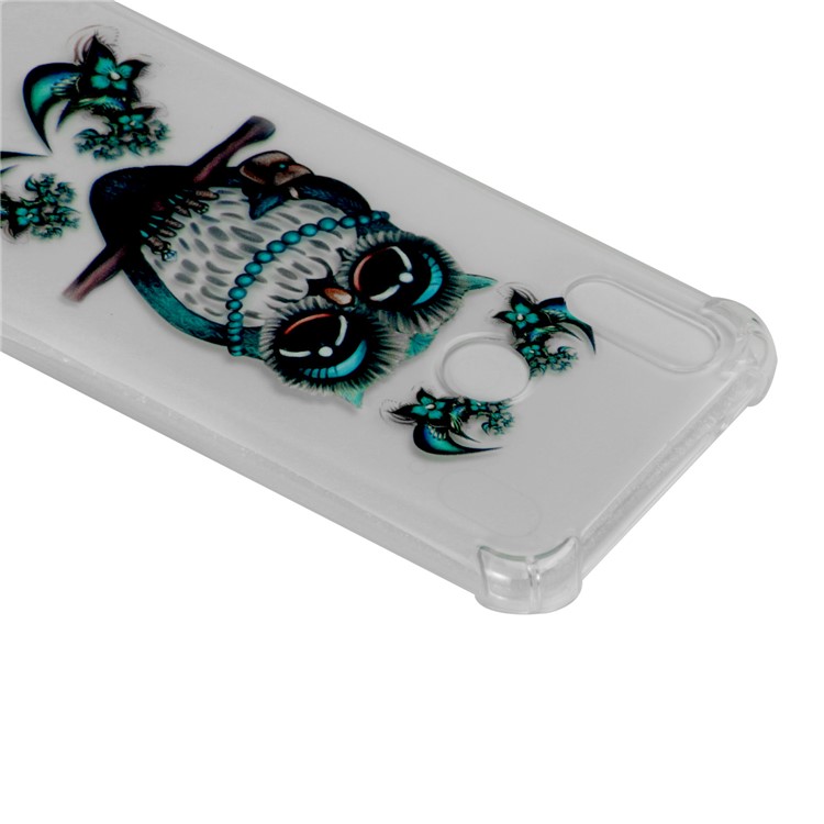 Pattern Printing Drop-Proof See-through TPU Phone Cover for Huawei P20 Lite / Nova 3e - Blue Owl-4