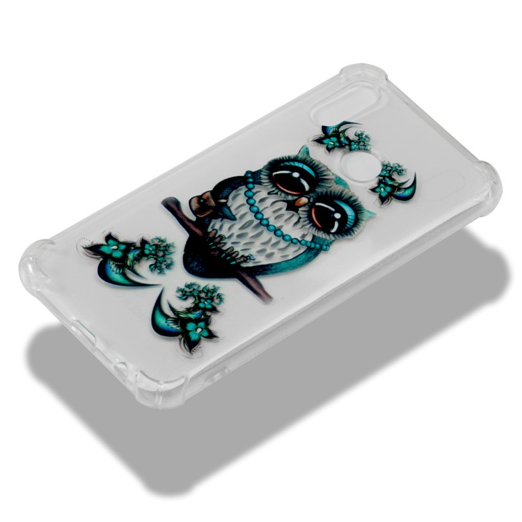 Pattern Printing Drop-Proof See-through TPU Phone Cover for Huawei P20 Lite / Nova 3e - Blue Owl-5