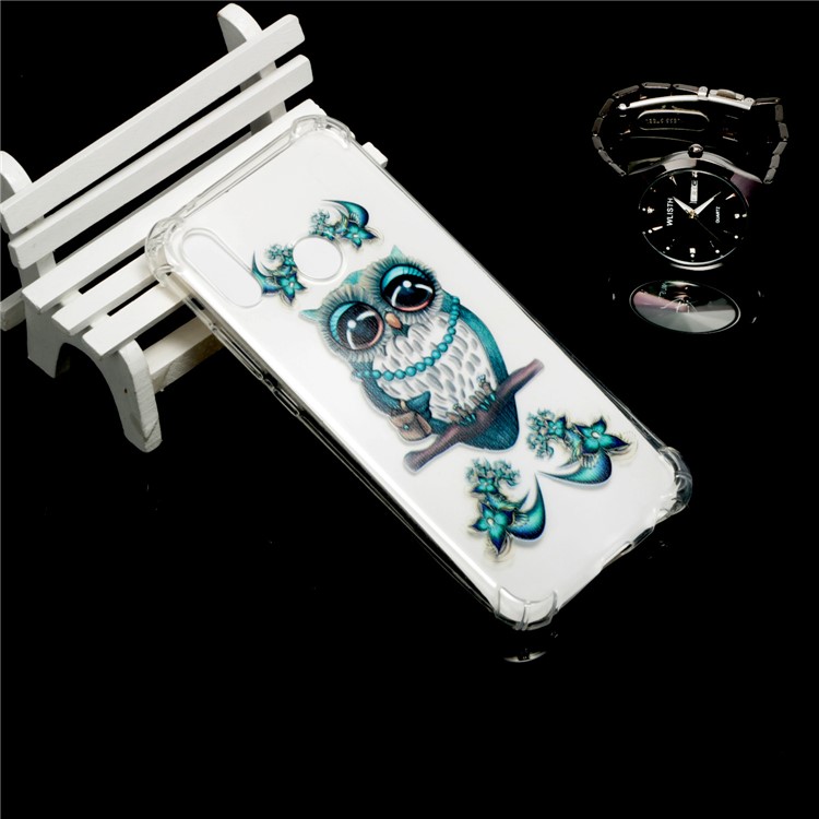 Pattern Printing Drop-Proof See-through TPU Phone Cover for Huawei P20 Lite / Nova 3e - Blue Owl-6