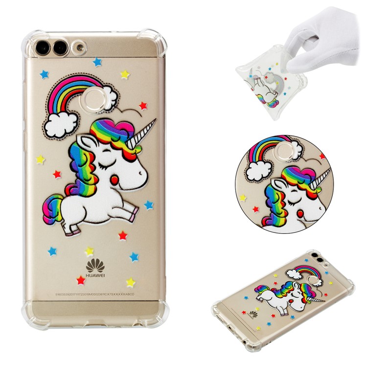 Patterned TPU Cellphone Case Accessory for Huawei P Smart / Huawei Enjoy 7S - Unicorn-1