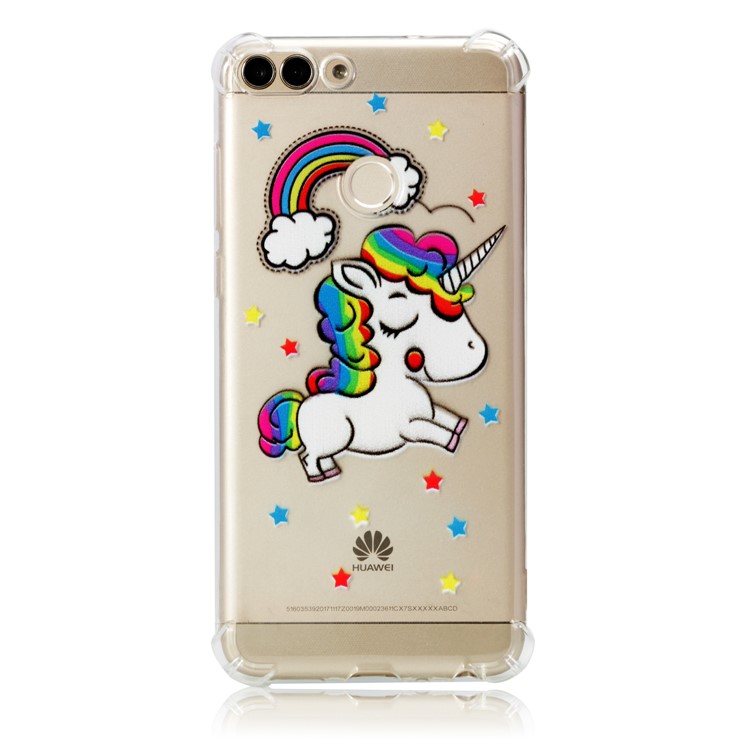 Patterned TPU Cellphone Case Accessory for Huawei P Smart / Huawei Enjoy 7S - Unicorn-2