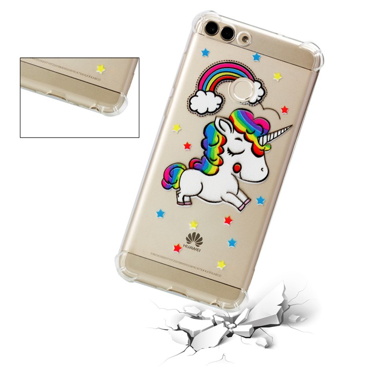 Patterned TPU Cellphone Case Accessory for Huawei P Smart / Huawei Enjoy 7S - Unicorn-3