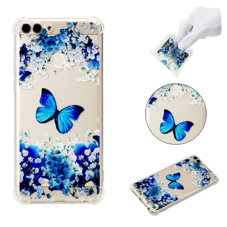 Patterned Soft TPU Cellphone Casing for Huawei P Smart / Huawei Enjoy 7S - Butterfly and Flower-1