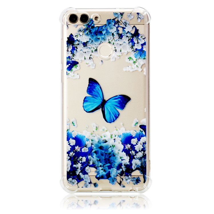 Patterned Soft TPU Cellphone Casing for Huawei P Smart / Huawei Enjoy 7S - Butterfly and Flower-2