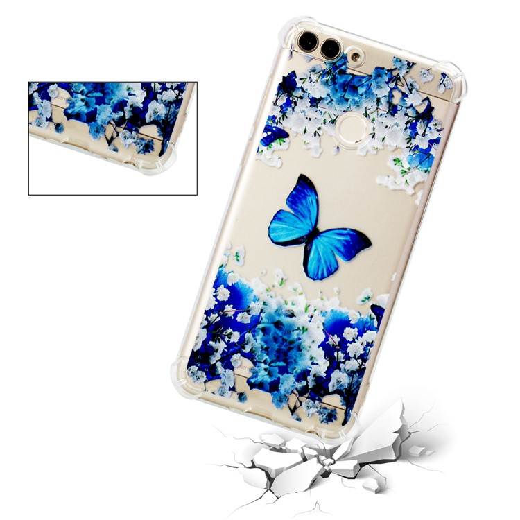 Patterned Soft TPU Cellphone Casing for Huawei P Smart / Huawei Enjoy 7S - Butterfly and Flower-3