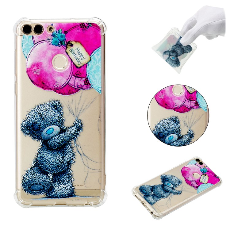 Patterned TPU Phone Ultra Thin Casing for Huawei P Smart / Huawei Enjoy 7S - Bear and Balloon-1