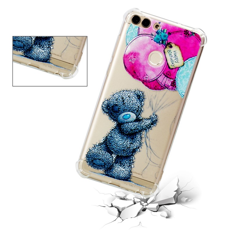 Patterned TPU Phone Ultra Thin Casing for Huawei P Smart / Huawei Enjoy 7S - Bear and Balloon-3