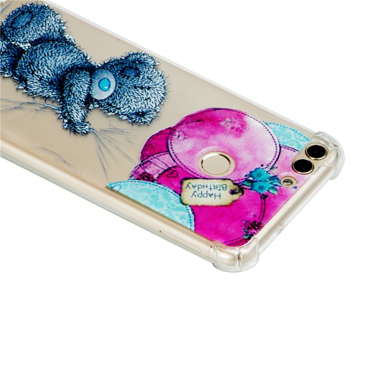 Patterned TPU Phone Ultra Thin Casing for Huawei P Smart / Huawei Enjoy 7S - Bear and Balloon-4