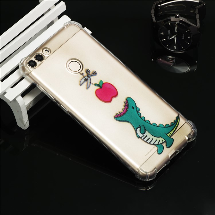 Patterned TPU Mobile Phone Thin Cover for Huawei P Smart / Huawei Enjoy 7S - Dinosaur Eating Apple-6