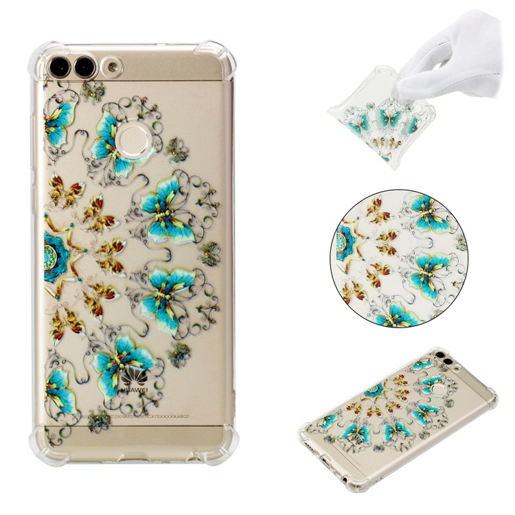 Pattern Printing Flexible TPU Cellphone Cover for Huawei P Smart / Huawei Enjoy 7S - Butterflies-1