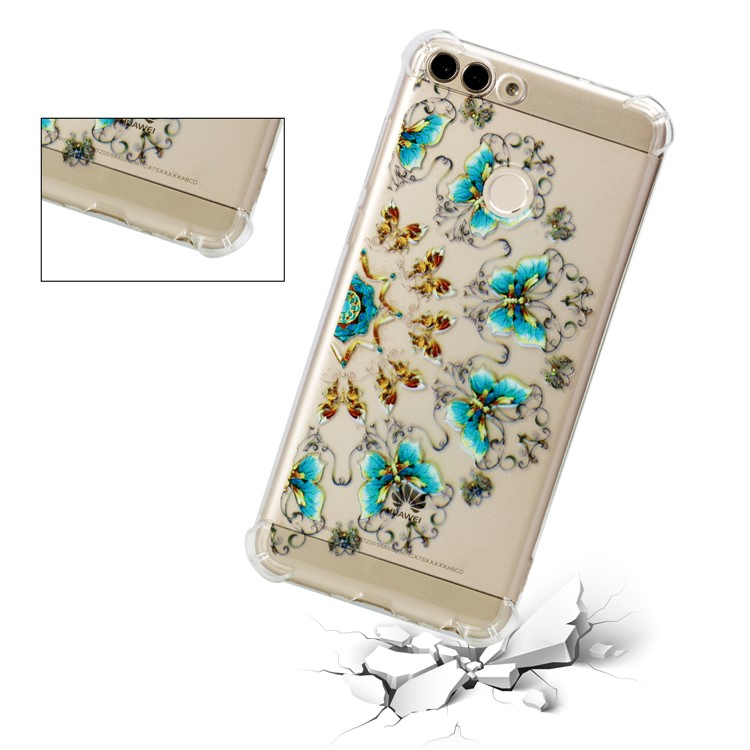 Pattern Printing Flexible TPU Cellphone Cover for Huawei P Smart / Huawei Enjoy 7S - Butterflies-3
