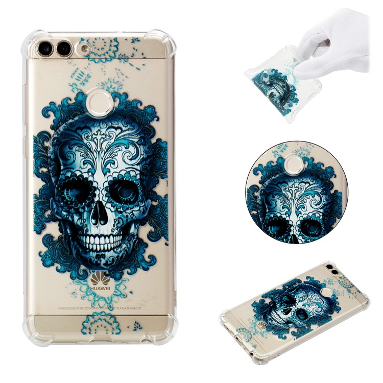 Patterned TPU Flexible Mobile Case for Huawei P Smart / Huawei Enjoy 7S - Skull-1