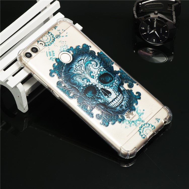 Patterned TPU Flexible Mobile Case for Huawei P Smart / Huawei Enjoy 7S - Skull-6