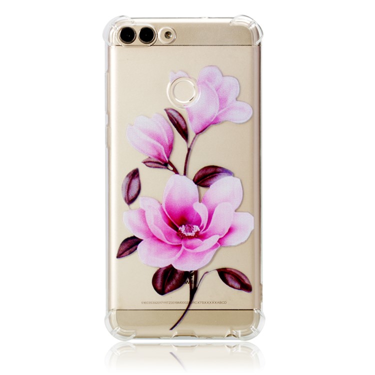 For Huawei P Smart / Huawei Enjoy 7S Patterned TPU Phone Featherweight Casing - Vivid Flower-2