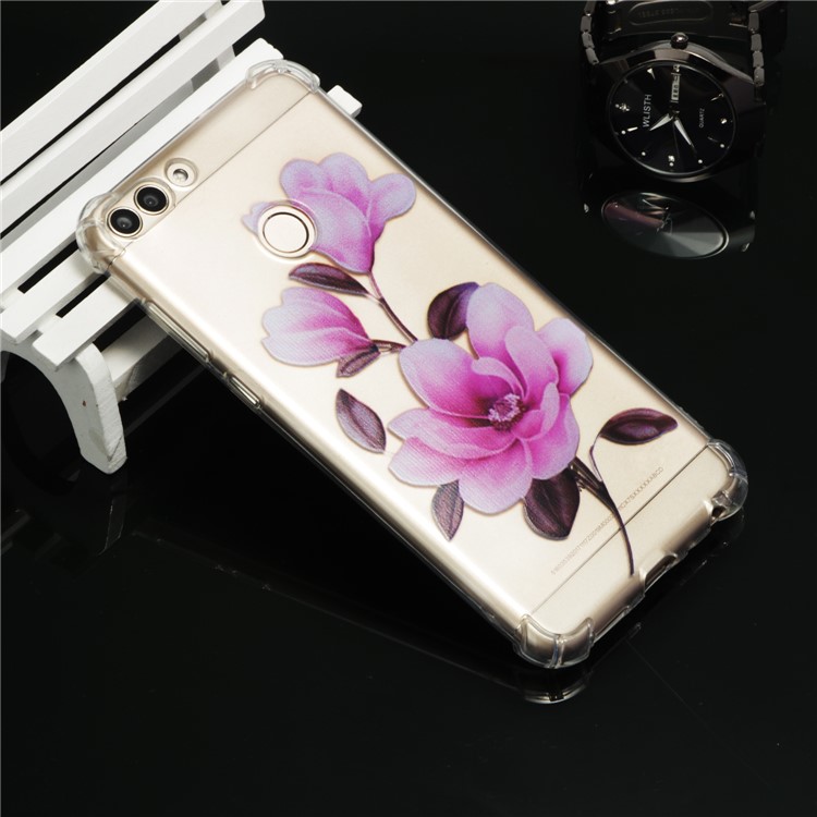 For Huawei P Smart / Huawei Enjoy 7S Patterned TPU Phone Featherweight Casing - Vivid Flower-5