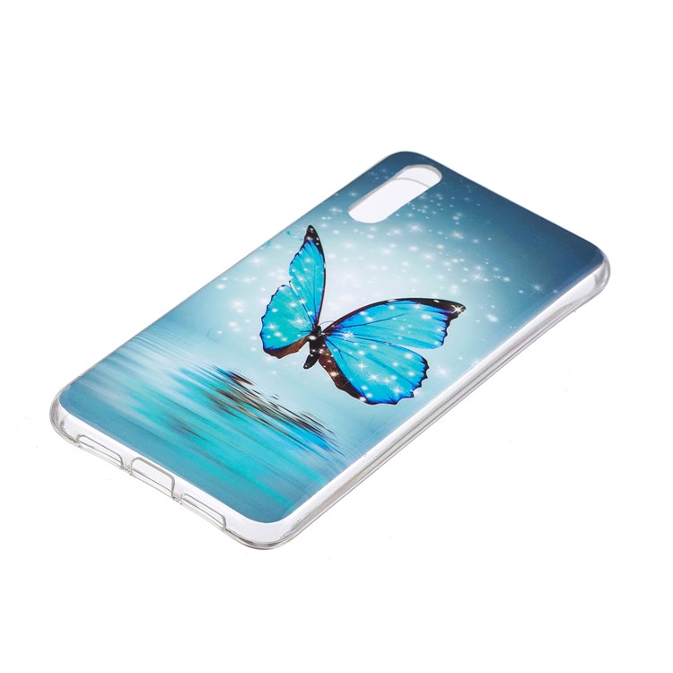 Luminous IMD Patterned Soft TPU Gel Case for Huawei P20 - Blue Butterfly-3