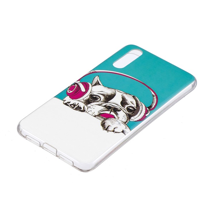Luminous IMD Patterned Soft TPU Gel Cover for Huawei P20 - Dog Wearing Headphone-3