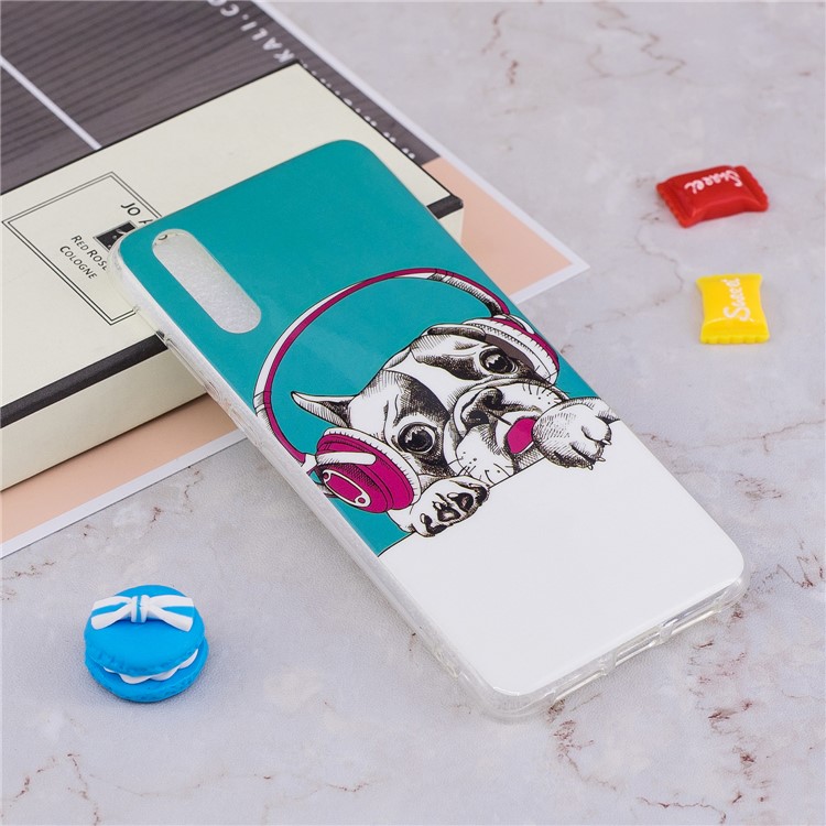 Luminous IMD Patterned Soft TPU Gel Cover for Huawei P20 - Dog Wearing Headphone-5