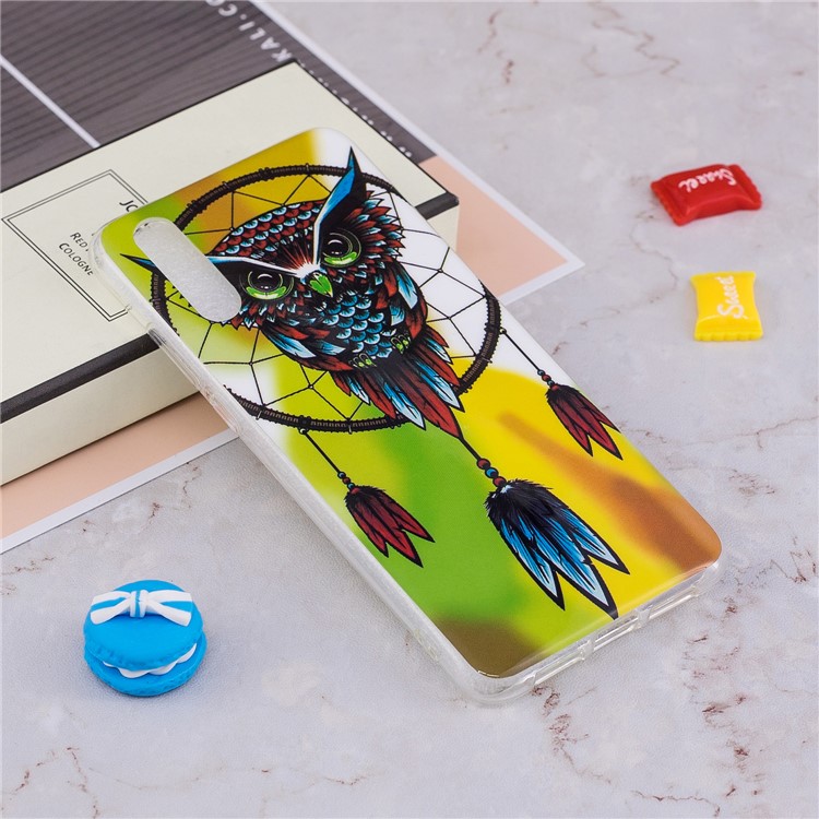 Luminous IMD Patterned Soft TPU Gel Shell for Huawei P20 - Owl Dream Catcher-4