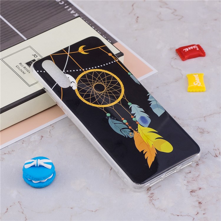 Luminous IMD Patterned Soft TPU Phone Case for Huawei P20 - Dream Catcher Feather-4