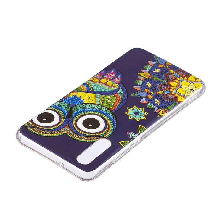 Shell Del Telefono Tpu Soft Tpu a Motivi Luminosi Per Huawei P20 - Gufo Colorato-3