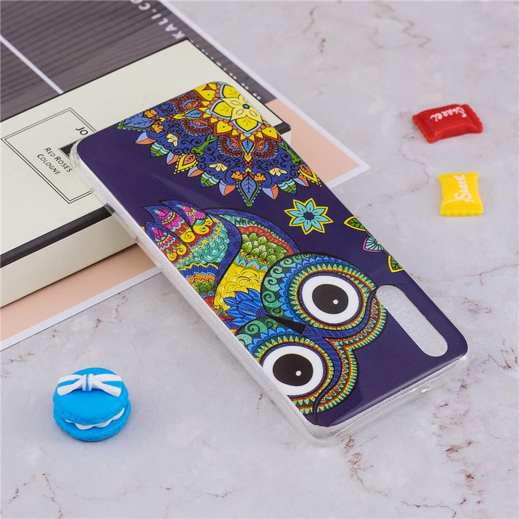 Shell Del Telefono Tpu Soft Tpu a Motivi Luminosi Per Huawei P20 - Gufo Colorato-5