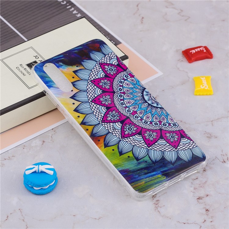 Luminous IMD Estampado Estuche de Cubierta Celular de TPU Con Estampado Para Huawei P20 - Flor de Mandala