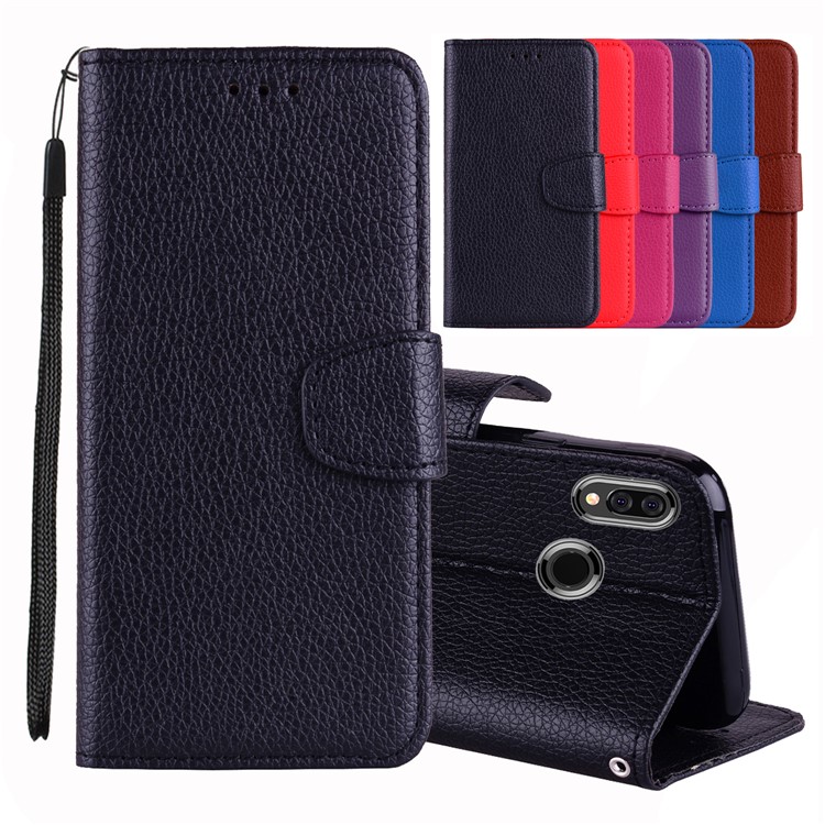 Litchi Grain PU Leather Stand Wallet Phone Case for Huawei P20 Lite/Nova 3e - Black-1