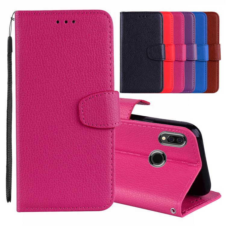 Litchi Grain PU Leather Stand Wallet Phone Shell for Huawei P20 Lite/Nova 3e - Rose-1