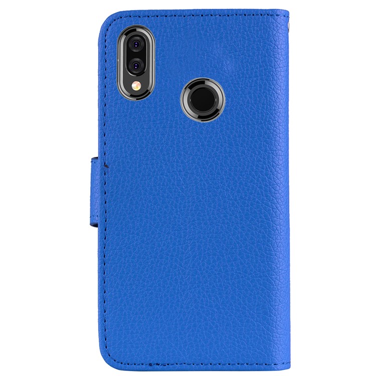 Litchi Grain PU Leather Stand Wallet Phone Casing for Huawei P20 Lite/Nova 3e - Blue-4
