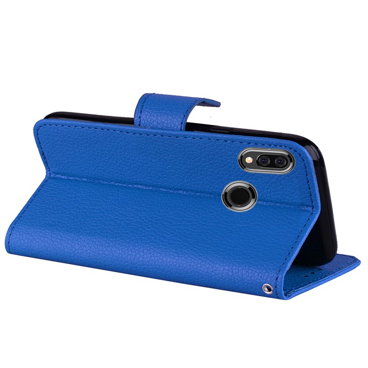 Litchi Grain PU Leather Stand Wallet Phone Casing for Huawei P20 Lite/Nova 3e - Blue-6