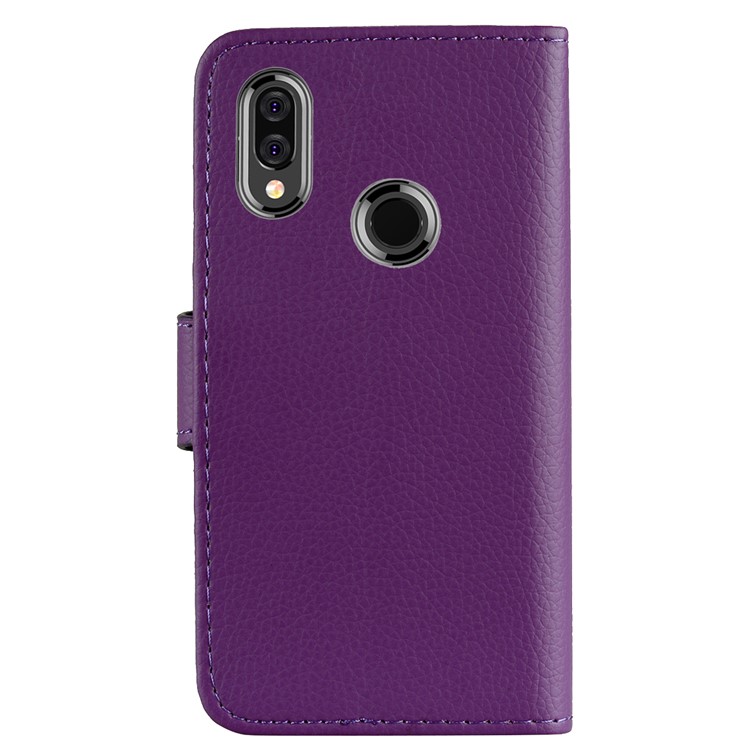Litchi Grain PU Leather Stand Wallet Mobile Phone Case for Huawei P20 Lite/Nova 3e - Purple-4