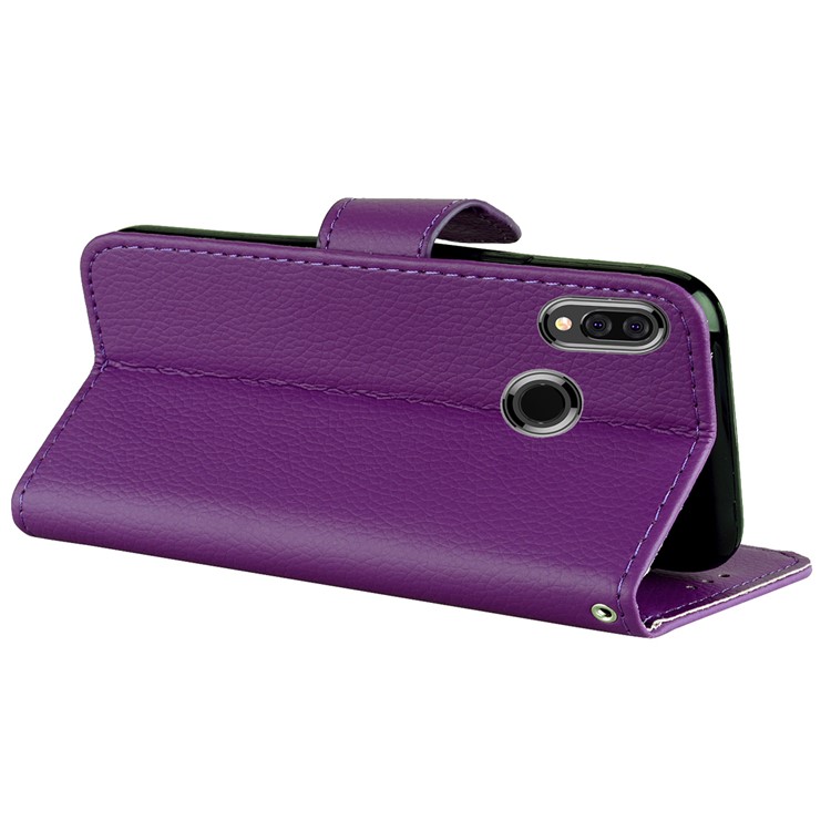 Litchi Grain PU Leather Stand Wallet Mobile Phone Case for Huawei P20 Lite/Nova 3e - Purple-6