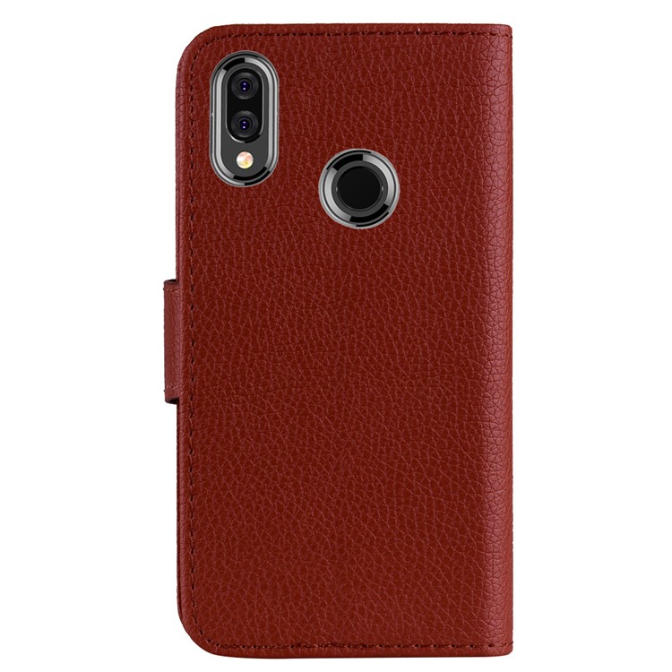 Litchi Grain PU Leather Stand Wallet Cell Phone Case for Huawei P20 Lite/Nova 3e - Brown-4